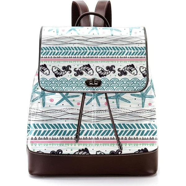 Personalisierte Schultaschen Büchertaschen für Teenager Undersea World Stripes, Mehrfarbig, 27x12.3x32cm, Rucksack Rucksäcke