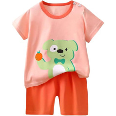 Generisch Kinder Kurzarm Set,elastischem Bund T-Shirt und High Waist Shorts Leicht Strand Sommer Kleidung 2-teilig Outfit Langarmshirt mit Hose Boys Bekleidungssets für 1-7 Jahre