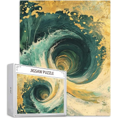 Puzzle 300 Teile Abstrakt Puzzle Erwachsene, DIY Groß Puzzelmatten, Holzpuzzle für Erwachsene und Kinder ab 12 Jahren Wooden Jigsaw Wellen Geschicklichkeitsspiel für Die Ganze Familie, Geschenke D-546