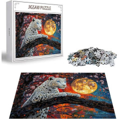 Puzzle 1000 Teile Mond Puzzle Erwachsene, DIY Groß Puzzelmatten, Holzpuzzle für Erwachsene und Kinder ab 12 Jahren Wooden Jigsaw Leopard Geschicklichkeitsspiel für Die Ganze Familie, Geschenke D-495