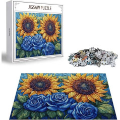 Puzzle 4000 Teile Rose Puzzle Erwachsene, Groß Puzzelmatten, Holzpuzzle für Erwachsene und Kinder ab 12 Jahren Wooden Jigsaw Sonnenblume Geschicklichkeitsspiel für Die Ganze Familie, Geschenke D-367
