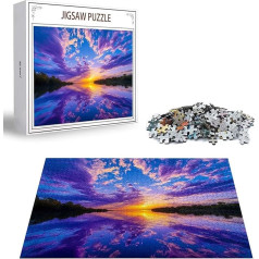 Puzzle 1000 Teile Sonnenuntergang Puzzle Erwachsene, DIY Groß Puzzelmatten, Holzpuzzle für Erwachsene und Kinder ab 12 Jahren Wooden Jigsaw See Geschicklichkeitsspiel für Die Ganze Familie D-339