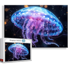 Puzzle Qualle Tier 1000 Teile Groß XXL 75 x 50 cm, Jigsaw Art Impossible Erwachsene Anspruchsvoll, DIY Klassische Jigsaw Erwachsene, Junge, Mädchen, Geschicklichkeitsspiel für Die Ganze Familie O-5