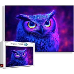 Puzzle Eule Tier 1000 Teile Groß XXL 75 x 50 cm, Jigsaw Art Impossible Erwachsene Anspruchsvoll, DIY Klassische Jigsaw Erwachsene, Junge, Mädchen, Geschicklichkeitsspiel für Die Ganze Familie K-3