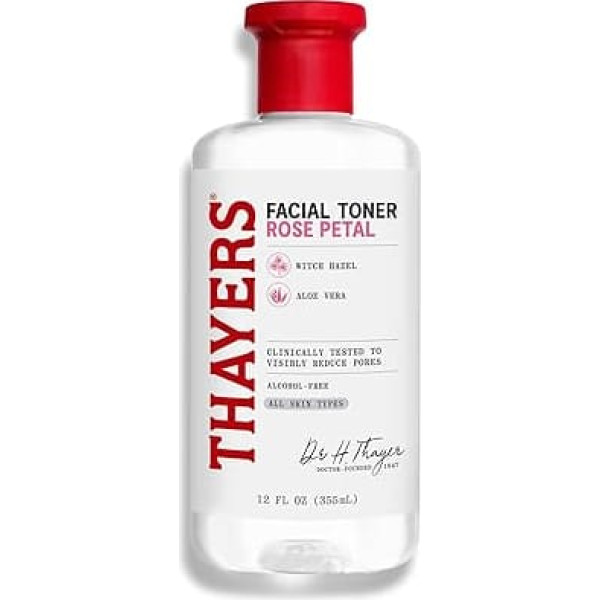 Thayers Mild Witch Hazel Rose Petals Facial Water Witch Hazel & Organic Aloe Vera - Radiance & Narrows Pores - Without Animal Cruelty - No Alcohol-Vegan - 98% Natural Ingredients - Dermatologically