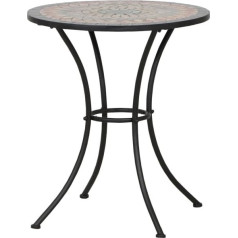 Siena Garden 380813 Prato Garden Table, 60 cm (Diameter) x 71 cm, Frame: Powder-Coated Matte Black Steel, Table Top Pattern: Mosaic, Table Top Material: Ceramic, Multicoloured