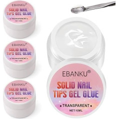Solid Nail Glue Builder Gel for Gel Nails, Nail Glue for Tips, Solid Nail Gel Glue, Nail Glue, Extra Strong for Artificial Nails, UV Glue for Nails, Rhinestones (Hardening Required) (4 Pieces)