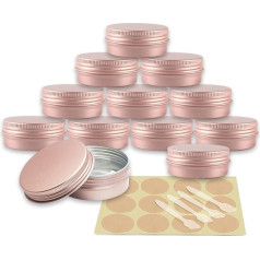 Pack of 24 60 ml – Diameter 68 mm x H 27 mm Matt Pink Aluminium Empty Tins with Screw Lid Round Travel Tin Cream Tin Tin Aluminium Tin for DIY Candle, Cream, Cosmetics