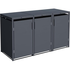 DEGAMO Munich Wheelie Bin Box for 3 x Bins 120 and 240 Litres Galvanised Steel Anthracite