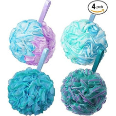 Loofah Sponge Loofah Sponge 75g Extra Large Hair Scrunchie Mesh Pouf Bathroom Sponge Skin Exfoliating Soft Body Scrubber Bath Sponge for Women Men 4 Pack