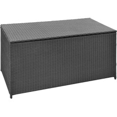 vidaXL Garden Storage Chest Poly Rattan Black Outdoor Patio Utility Box Case
