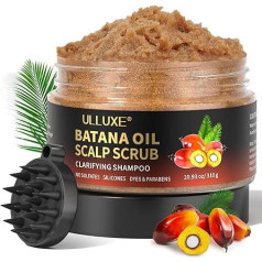 Batana Oil Scalp Scrub, Hair Scrub with Mint Rosemary, 2-in-1 Micro Exfoliating Shampoo Promotes Hair Growth for Thinning Hair, Relief Itchy Scalp, with Scalp Massager, 310g