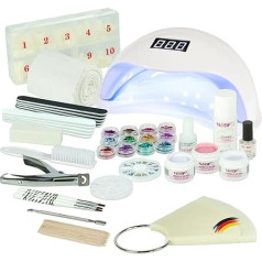 NailsFactory - Starter Set, Nail UV Gel XXXL Set, 4 Tubes Device, Nails, Nail Salon White, Nail Set
