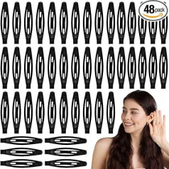 Haarspangen aus Metall, 6 cm groß, rutschfest, für Mädchen und Damen, 48 Stück, Schwarz