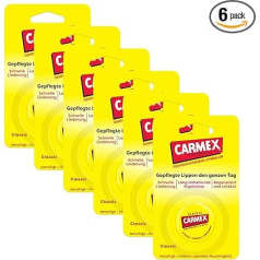 Carmex Classic Jar - Lip Care for Dry Lips, Lip Balm Moisturising and Soothing for Cracked Lips, with Vaseline, Vitamin E and Beeswax - (6 x 7.5 g)