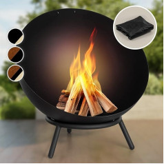 blumfeldt Fireball Fire Pit, Tiltable Fire Pit, Solid, Strong Steel Fire Pit with 2 mm Thickness, Horizontal and Diagonal Use, Designed in Berlin, Includes Rain Cover, 60 cm Diameter