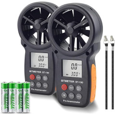 BTMETER BT-100 Wind Gauge Anemometer Wind Gauge Wind Speed Meter Wind Speed Meter Wind Speed Wind Cooling with MAX/MIN/AVG/LCD Backlight – Pack of 2