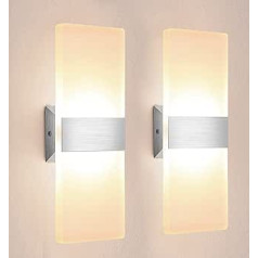 Lureshine Pack of 2 Wall Light Indoor 12 W Acrylic LED Wall Lamp 29 cm Modern Warm White 3000 K for Hallway Living Room Bedroom and Other Interior Scenes