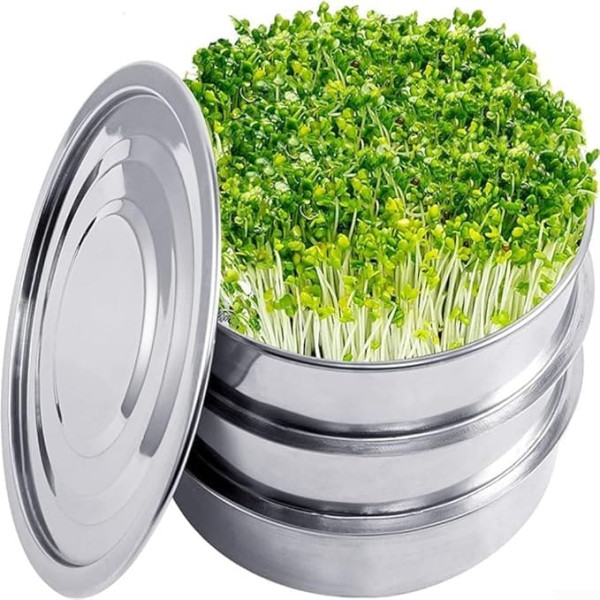 Sprout Propagation Set, Stainless Steel Sprout Propagation Kit, 3-Tier Germination Trays with Drainage System, 3-Tier Germination Trays for Different Sprouts (3-Tier Germination)