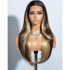 Joedir 13 x 4 Lace Frontal Wigs for Black Women Long Straight Free Division Silk Base Lace Front Wigs with Baby Hair 28 Inch Layered Synthetic Wigs for Women