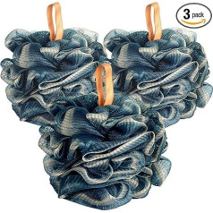 Fishent 3 Pieces Bath Sponge for Men and Women, Body Wash Sponges, Loofah Body Scrubber, Shower Sponge, 60g Large Size, Shower Sponge, Cleaning Sponges for Loofah and Shower