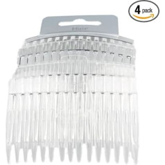 Set of 4 Clear Plain Hair Combs Slides 7cm (2.8