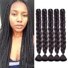 Tess 41 Inch Braids, Synthetic Hair, Crochet Jumbo Braids, Synthetic Braiding Hair, 5 Pieces, 165 g Bundle, 100 cm Extensions, Natural Black