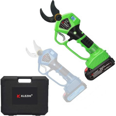 K KLEZHI 40 mm Battery Lopper with LED & Hand Protection, Cordless Electric Pruning Shears with DLC Coating, 2 x 2 Ah Lithium Rechargeable Battery, 21 V Vine Shears, Tree Shears, 6-8 Working Hours