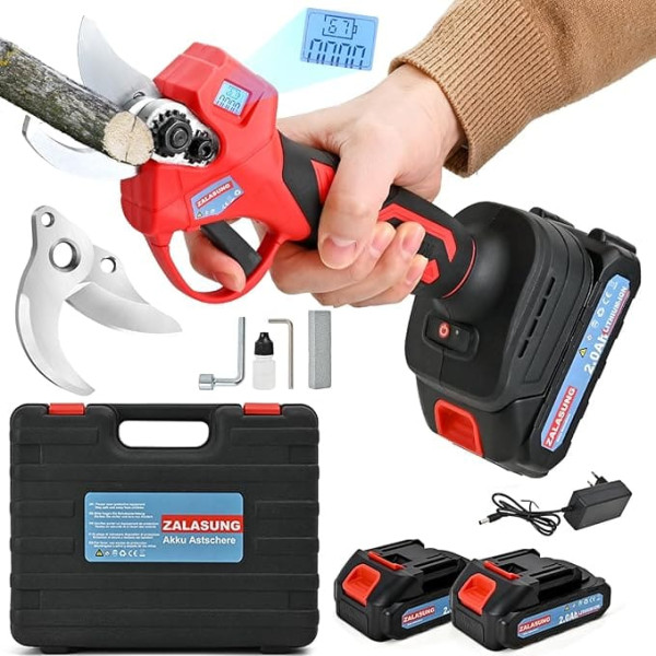 Battery Pruning Shears, 21 V Electric Pruning Shears, Compatible with Makita BL Batteries, with 2 x 2.0 Ah Batteries, 35 mm, Brushless Motor, Battery Pruning Shears with Safety Switch and Cutting