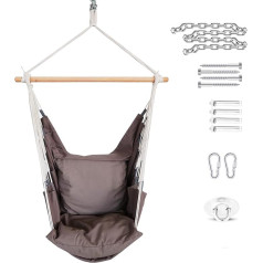 Hanging Chair with 2 Large Cushions TÜV Tested Including Ceiling Hooks - Perfect for Switching Off, Relaxing & Feeling Good - Outdoor & Indoor - Hammock Grey