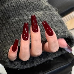 Nägel zum Aufdrücken, kurze Kunstnägel, Mandelgrau, mit Kleber, glänzend, volle Abdeckung, langlebig, zum Aufkleben, abnehmbar, DIY-Nagelkunst, Geschenke für Frauen und Mädchen, XQ-01-53, 24 Stück