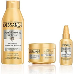 DESSANGE - Nutri-Extrême Richesse Set - Nourishing Shampoo + Hair Mask + Elixir Concentrate for Nutrition - Intensively Nourishes & Gives Softness - For Very Dry Hair, Reflection, Dark Hair