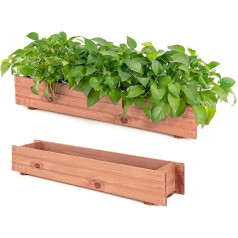 GOPLUS Wooden Flower Box, Planter Flower Bed with 2 Drainage Holes, Garden Bed Flower Pot for Garden and Balcony, 91.5 x 18 x 16 cm