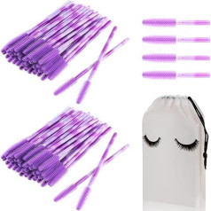 Upgrade Silicone Eyelash Mascara Brushes and Sticks Applicator Ultra Soft Eyebrow Brush Makeup Tool Kit Bulk with Container (Purple,100)