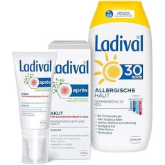 Bundle of Ladival Acute Après Soothing Serum - Cooling After Sun Care Serum, 50 ml + Ladival Allergic Skin Sun Protection Gel SPF 30 - Fragrance-Free Sun Angel for Allergy Sufferers, 200 ml