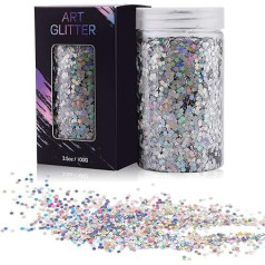 Holographic Glitter, 100 g Holographic Chunky Glitter Mermaid Sequins Body Glitter, Sequins Glitter for Nails Art Eyes Lips Hair Body Decoration (Five-Leaf Plum)