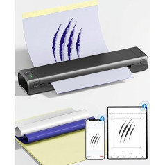 PhoFuta Tattoo Printer Stencil Printer with 10 Sheets Stencil Paper for Tattoo Machine Set, Thermal Printer Tattoo Compatible with iPad & Phone & PC for Tattoo Artists and Beginners DIY Tattoos, Grey