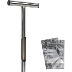 Nisorpa 30,5 cm Bodenprobe Edelstahl T-Style Griff Bodentestset Verschmutzungssonde mit 2 Probenbeuteln