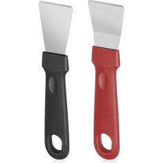 DSLSQD Pack of 2 Stainless Steel Cleaning Scraper Curved Cleaning Scraper Multi-Purpose Kitchen Scraper with Plastic Handle Grill Spatula Kitchen Grease Cleaning Scraper for Cooking Cleaning
