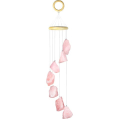 Nupuyai Rose Quartz Crystal Rough Stone Wind Chimes Window Decoration Hanging Decoration for Garden Patio Balcony Backyard and Home Decoration