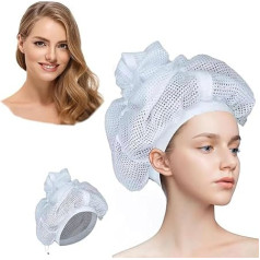 Mesh Pop Cap for Drying Curly Hair, Mesh Poping Cap, Drawstring Hair Cap, Adjustable Cap for Curly Hair, Reusable Hair Nets for Women, Dry Hair, Hair Wrap