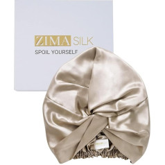 ZIMASILK 22 Momme 100% Mulberry Silk Sleep Cap for Women Hair Care Natural Silk for Sleeping Silk Bonnet with Elastic Stay on Head Classic Pleated 1 Piece