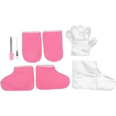 Pack of 100 Paraffin Wax Pads for Feet and Hands, Disposable Paraffin Bath Pads, Wax Brush, Fabric, Glove, Foot Cover, Pink Spa Care Set