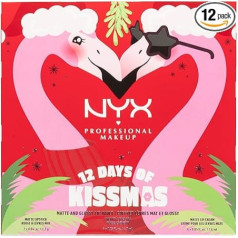 NYX Professional Makeup 12 Days of Kissmas Mini Advent Calendar, 12 Days of Lip Makeup with Festive Shades