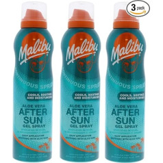 Malibu Aerosol Continuous Aftersun Gel Spray with Aloe Vera Pack Contains 3 Bottles 175 ml Each by Malibu