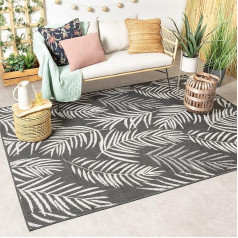 FRAAI Indoor & Outdoor Rug – Malta Leaves Black 80 x 150 cm – Weatherproof – Polypropylene – Flat Weave – Balcony, Garden/Patio, Hallway – Patio – Rug