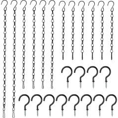 Hotop 12 Stück Metallketten zum Aufhängen mit 12 Deckenkorb-Haken für Vogelfutterspender, Pflanzgefäße, Laternen, Werbetafeln, Vogeltränken, Wachstumslichter, Kreidetafeln, Windspiel-Ornamente und
