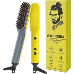 Beard Straightener Comb for Men, Axceed 2-in-1 Electric Hair Straightener, Premium Ionic Brush 30s Fast Heating up to 200°C for Hair and Beard Straighteners