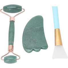 Qukaim Facial Massage Roller, Face Roller Massager Set, Double Head Roller, Gua Sha Scraping Board, Manual Massage Tool for Face, Green