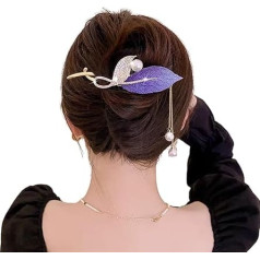 Elegant Hair Claw Claw Gold Tone Hair Accessories for Women Embroidery Craft Rhinestone Glitter Hair Clips Hair Accessories for Thick Hair with Tassels